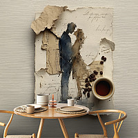 Vintage Couple Sketch Wall Mural – Romantic Coffee Art Design