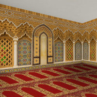 Golden Islamic Arch Wall Mural – Ornate Mosque Interior Design