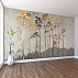 Golden Forest Silhouette Wall Mural – Elegant Minimal Tree Wallpaper for Living Room