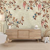 Elegant Floral Branch Wall Mural – Vintage Botanical Nature Design