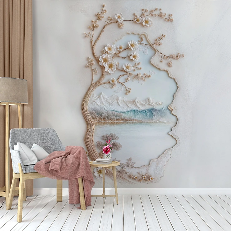 Abstract Organic Texture Wall Mural – Soft Perforated Minimal Design