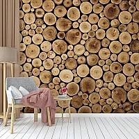 Wood Log Wall Mural – Rustic Natural Timber Texture Design