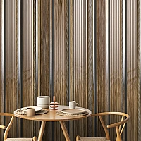 Decorative Wood Slat Wall Mural – Mixed Texture Vertical Panel Design