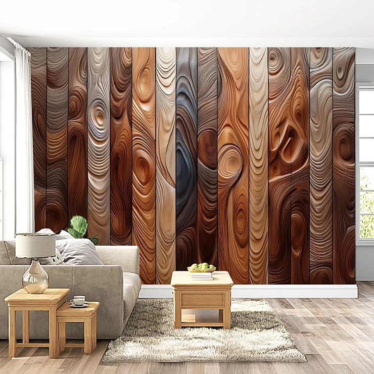 Wood Grain Panel Wall Mural – Modern Rustic Vertical Design Wood Grain Panel Wall Mural – Modern Rustic Vertical Design