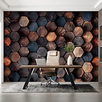 Wood Log Wall Mural – Rustic Cut Timber Texture Design