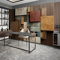Dark Geometric Panel Wall Mural – Modern Industrial 3D Surface Design