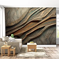 Abstract Wooden Texture Wall Mural – Modern 3D Natural Wood Effect Wallpaper for Living Room