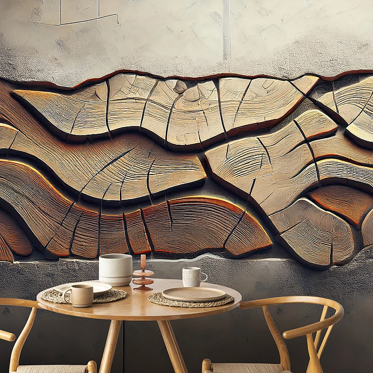 Abstract Wood Texture Wall Mural – Layered Organic Relief Design Abstract Wood Texture Wall Mural – Layered Organic Relief Design
