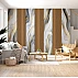 Modern Wood Slat Marble Wall Mural – Elegant Gold Vein Design