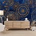 Blue Gold Mandala Wall Mural – Luxury Geometric Pattern Design