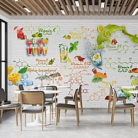 Vitamin Science Wall Mural – Fresh Fruit Drinks Chemistry Design