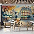 Paris Street Art Wall Mural – Elegant Woman Café Scene Design