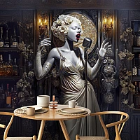Vintage Jazz Singer Wall Mural – Elegant Art Deco Performance Design