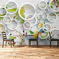 Vitamin Fruit Wall Mural – Colorful Citrus Science Kitchen Design