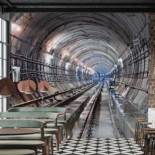 Industrial Tunnel Wall Mural – Urban Perspective Concrete Design