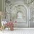 Elegant Floral Archway Wall Mural – White Garden Corridor Design