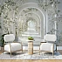 Elegant Floral Archway Wall Mural – White Garden Corridor Design
