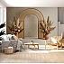 Boho Arch Floral Wall Mural – Warm Pampas & Rattan Elegance Boho Arch Floral Wall Mural – Warm Pampas & Rattan Elegance