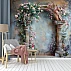 Romantic Floral Arch Column Wall Mural – Vintage Garden Wallpaper for Elegant Interiors
