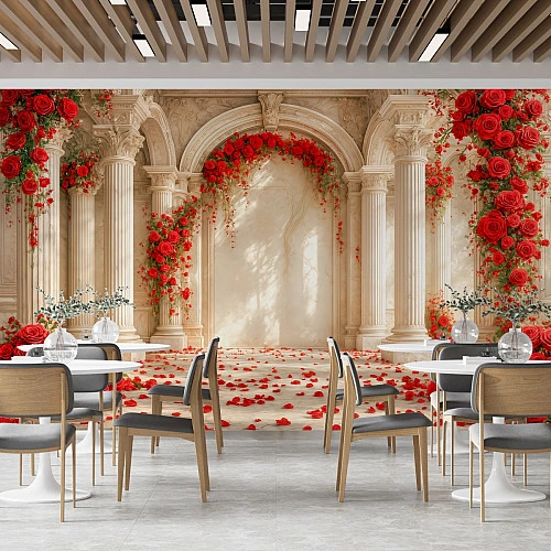 Rose Arch Palace Wall Mural – Romantic Classical Floral Design