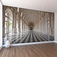 Grand Palace Corridor Wall Mural – Classic Architectural Perspective Wallpaper