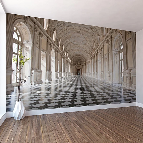 Grand Palace Corridor Wall Mural – Classic Architectural Perspective Wallpaper