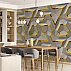 Modern Geometric 3D Wall Mural – Gold Hexagon Futuristic Design