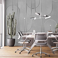 Minimal Line Art Wall Mural – Modern Abstract Curve Design