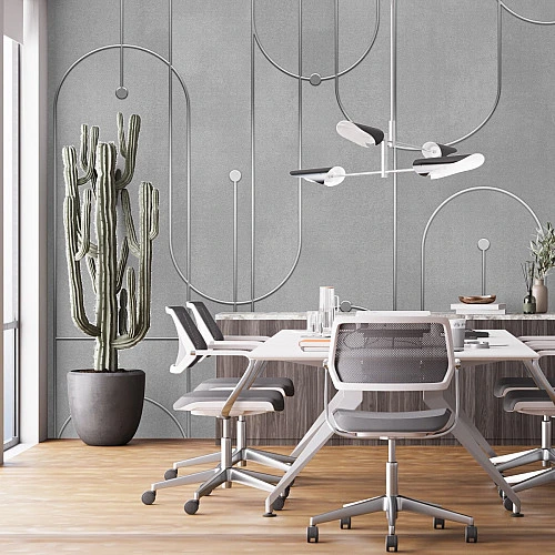 Minimal Line Art Wall Mural – Modern Abstract Curve Design