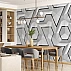 3D Hexagon Pattern Wall Mural – Grey Geometric Line Design