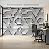3D Hexagon Pattern Wall Mural – Grey Geometric Line Design