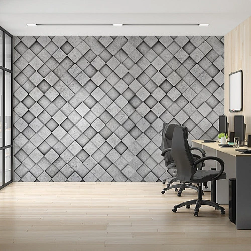 Grey Diamond Tile Wall Mural – Modern Geometric Stone Design