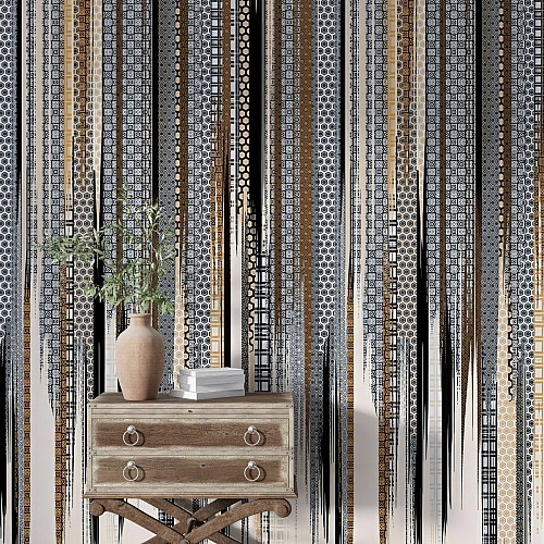 Modern Pattern Stripe Wall Mural – Abstract Ethnic Line Design