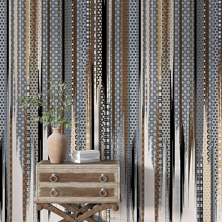 Modern Pattern Stripe Wall Mural – Abstract Ethnic Line Design