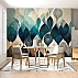 Abstract Leaf Pattern Wall Mural – Modern Teal Geometric Design