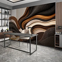 Abstract Wave Texture Wall Mural – Brown Beige 3D Flow Design