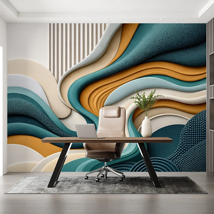 Abstract Wave Wall Mural – Modern 3D Flow Texture Design