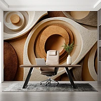 Abstract Circle Wall Mural – Modern Neutral Layered Design