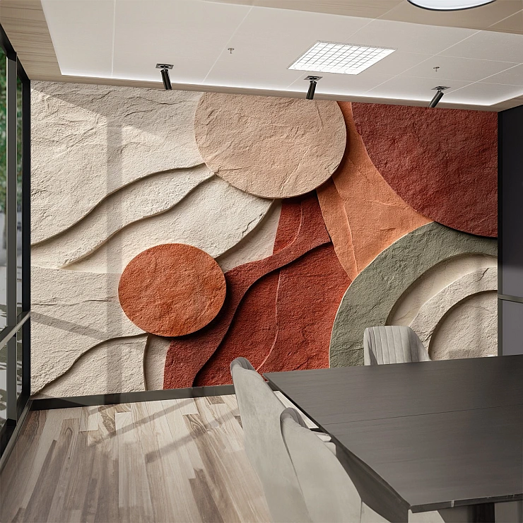 Abstract Circle Wave Wall Mural – Modern Earth Tone Layered Design Abstract Circle Wave Wall Mural – Modern Earth Tone Layered Design