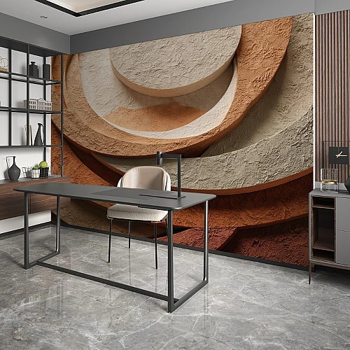 Abstract Circle Texture Wall Mural – Modern Earth Tone Layered Design