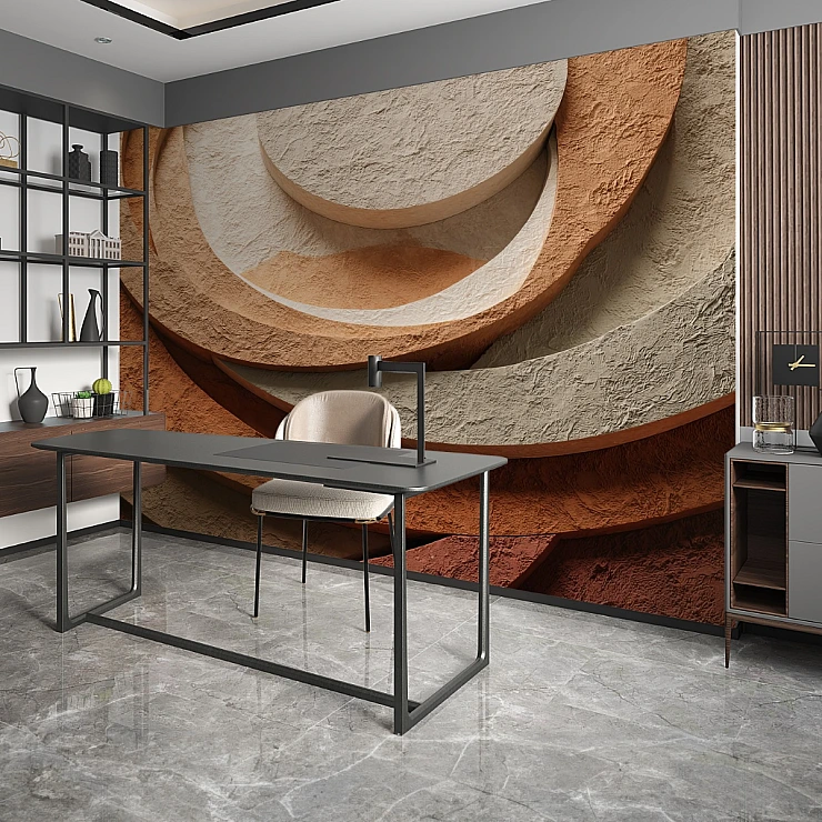Abstract Circle Texture Wall Mural – Modern Earth Tone Layered Design