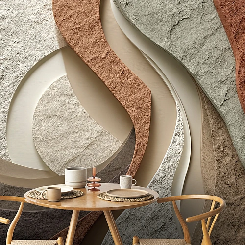Abstract Wave Texture Wall Mural – Modern Earth Tone Layered Design