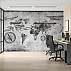 Vintage World Map Wall Mural – Travel Compass Aviation Design