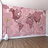 Pink World Map Wall Mural – Vintage Geographic Design Pink World Map Wall Mural – Vintage Geographic Design