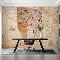 Vintage World Map Wall Mural – Antique Nautical Exploration Design