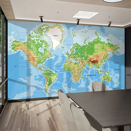 Detailed World Map Wall Mural – Educational Geographic Atlas Design
