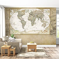 Vintage World Map Wall Mural – Antique Atlas Travel Design