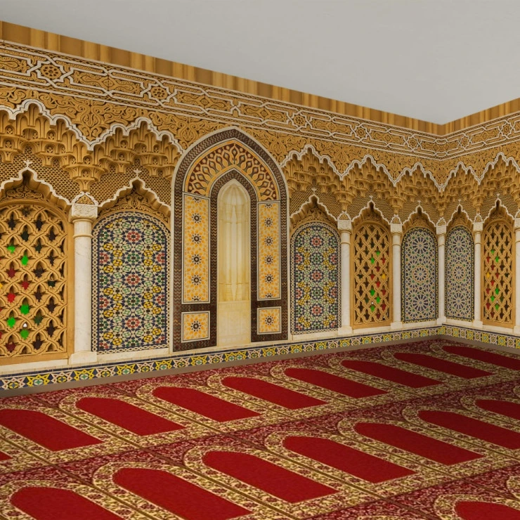 Golden Islamic Arch Wall Mural – Ornate Mosque Interior Design