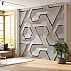 3D Hexagon Wall Mural – White Geometric Gold Line Design
