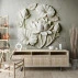 3D Lotus Flower Wall Mural – Elegant Neutral Floral Relief Design 3D Lotus Flower Wall Mural – Elegant Neutral Floral Relief Design